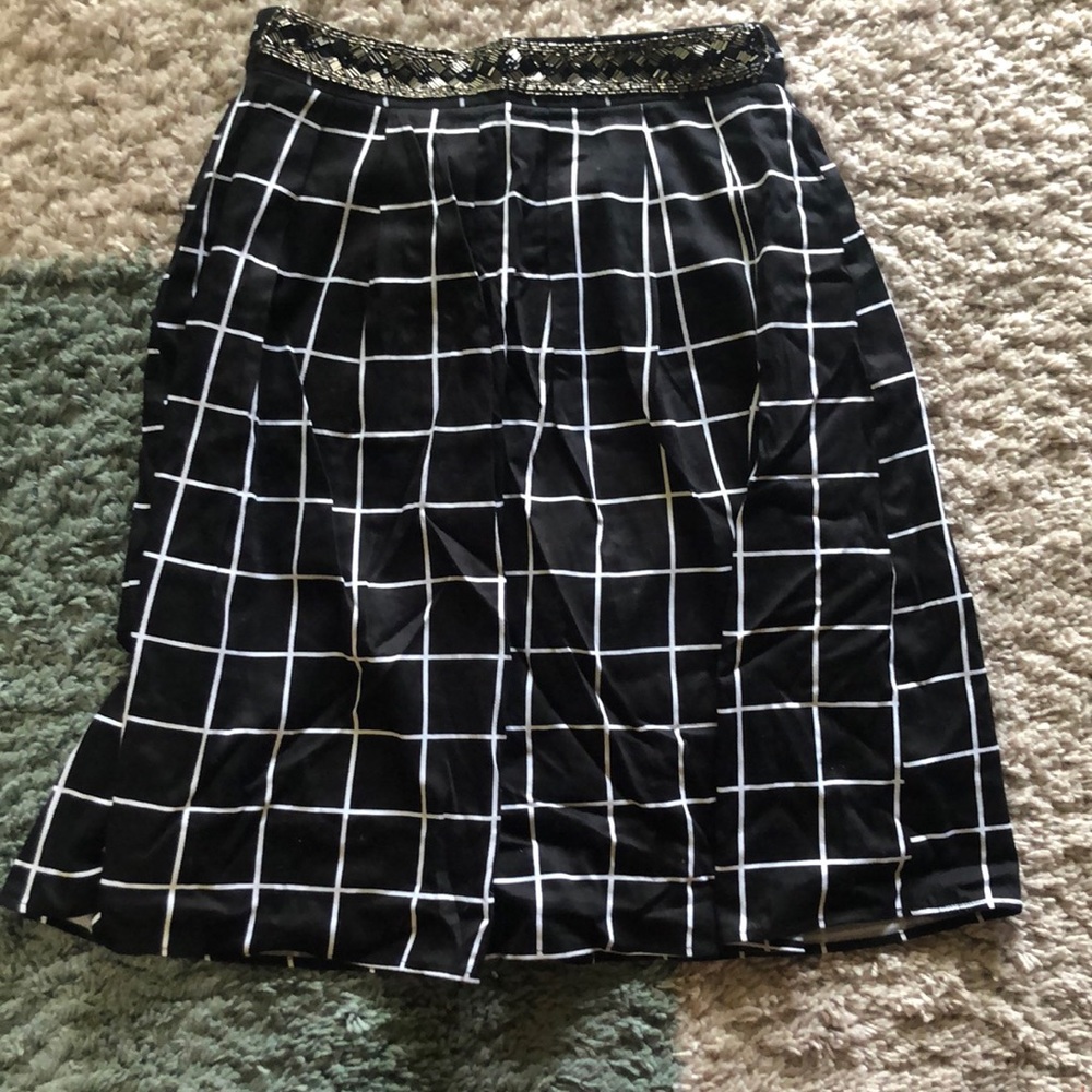 Black Midi Skirt with Beaded Belt